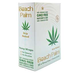 Beach Palm Hemp Wraps Strip Naked 25 Packs of 4