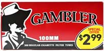 Gambler Cigarette Tubes Regular 100s PP 2.99 200ct Box